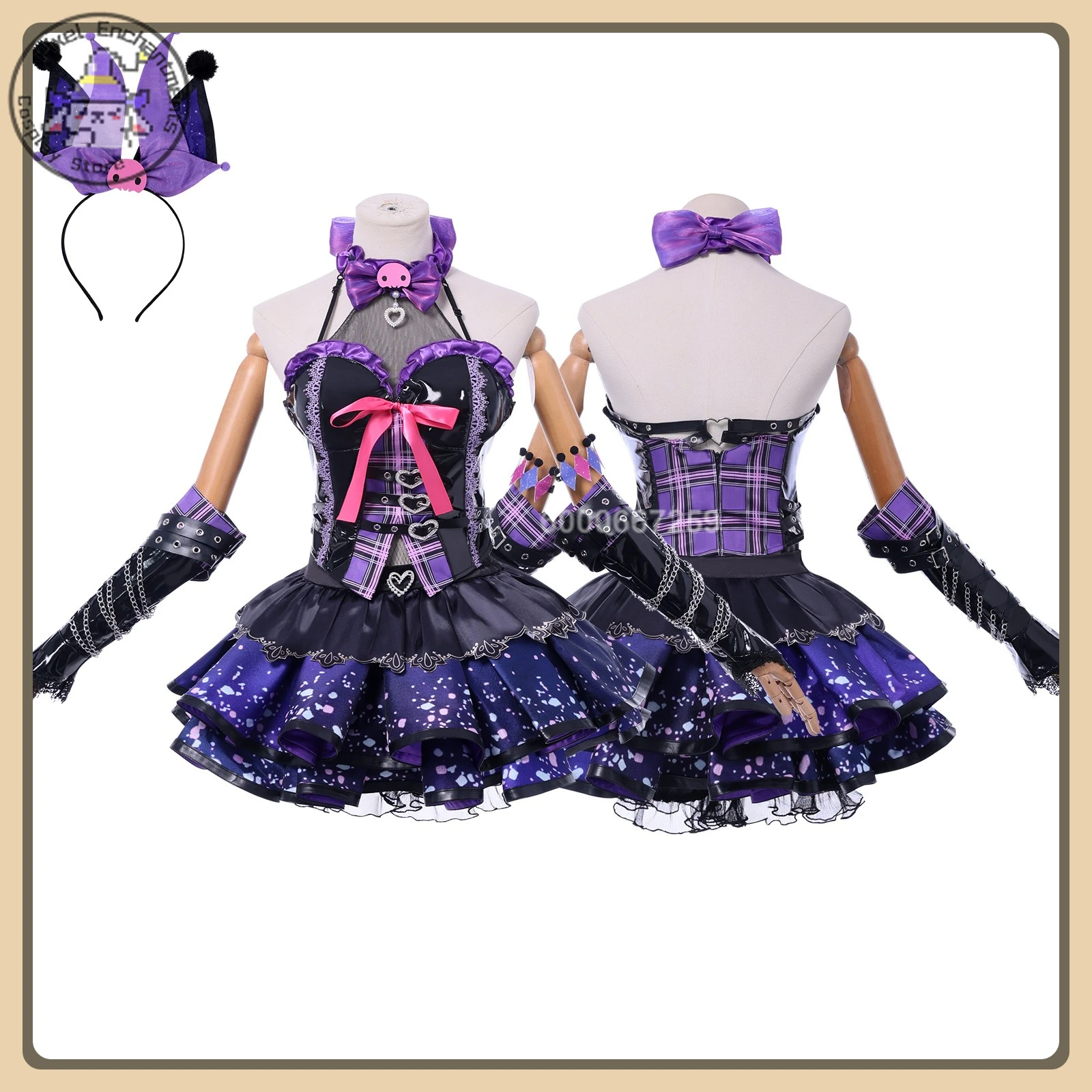 

Game Yulinglong Cosplay Costume (Kuromi Signature Style) Shiny Fabric Chain Accessory Full Set High Quality Cosplay Costume