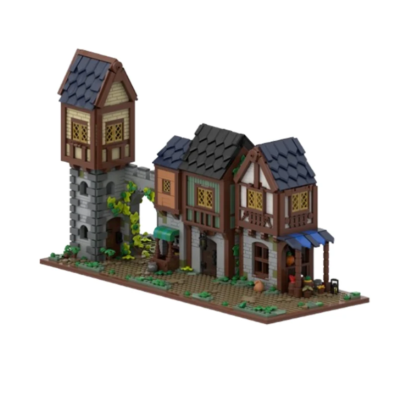 

Пятно MOC- 201605 Средневековый рынок, уличное здание, вид на улицу, замок, сборка мелких частиц, строительный блок, модель игрушки