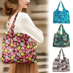 Foldable Shopping Bag Lightweight Fashionable Printed, Portable One Shoulder Eco-friendly Bag Portable Supermarket Shopping Bag