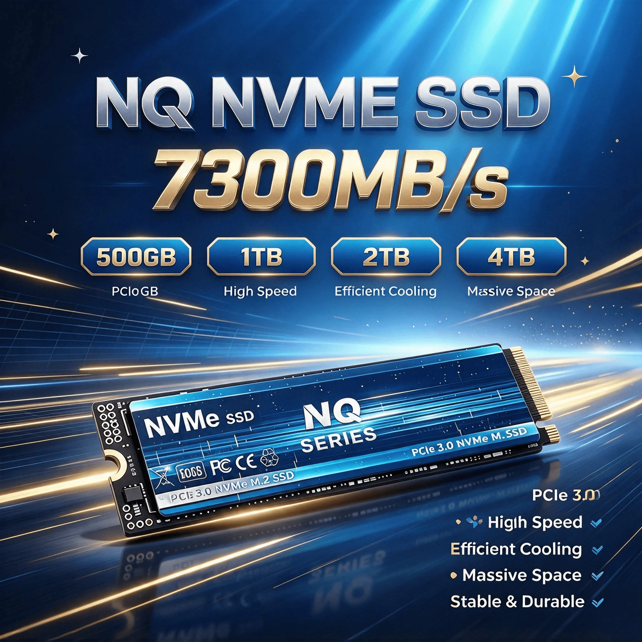 NQ Internal NVMe SSD 500GB 1TB 2TB 4TB PCIe 3.0 7300MB/s Read High Speed Solid State Storage Gaming Laptops Desktops Max Unit