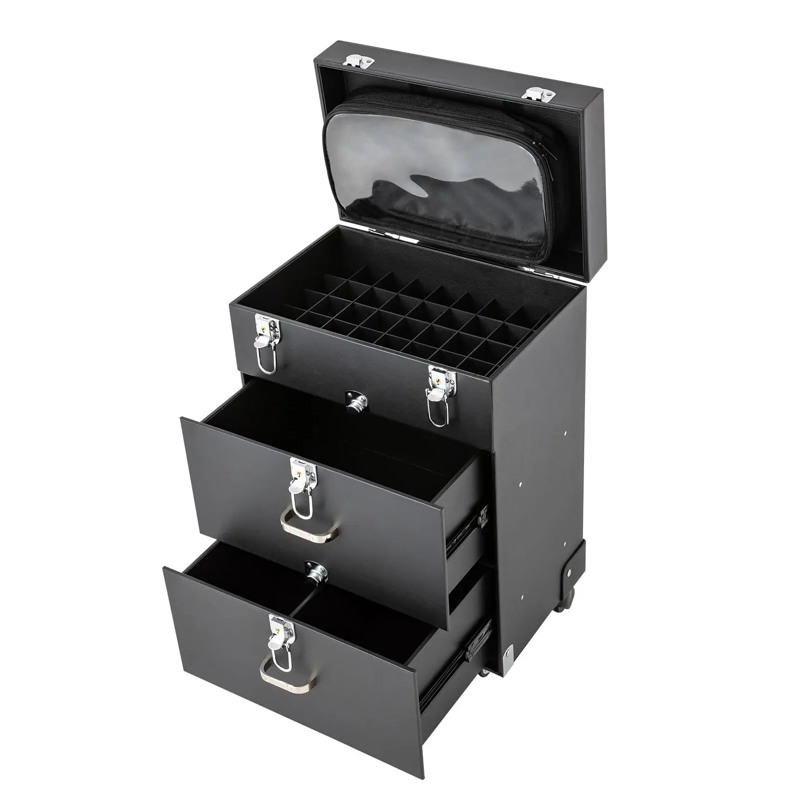 

Bitodd Cosmetic Train Case, Rolling Makeup Trolley Case, Large Capacity Storage Case, Organizer with Wheels, Nail Polish Organiz