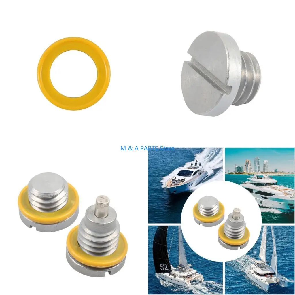 U1JF Lower Unit Drain Screw 2 Piece Marine Replacement Hardware with Threaded Metal Bodies, Sealing Design and Mixed Head Styles