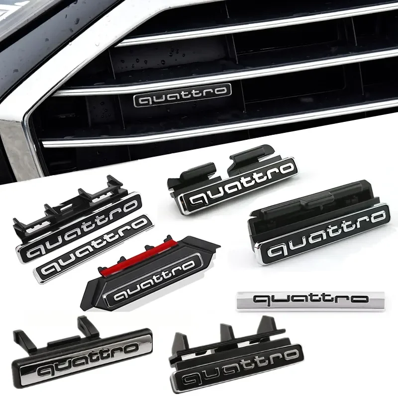 For Audi Quattro Logo A4 A4L Q3 Q5 Q5L A6 A6L Car Front Grill Grille Badge Emblem Sticker Four-Wheel Drive Tail Standard Sticker