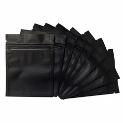 100pcs Coffee Herb Powder Zipper Pack Bag Smell Proof Flat Pouches Matte BlackAluminum Foil Zip Lock Mylar Bags