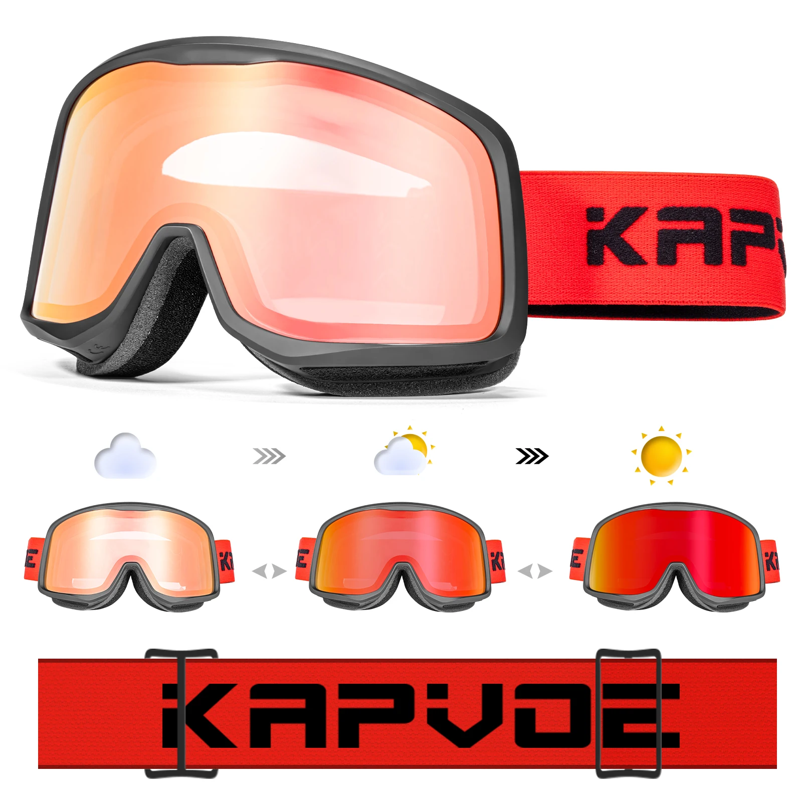 KAPVOE スキーゴーグル マグネット式フリップアップレンズ付き 曇り