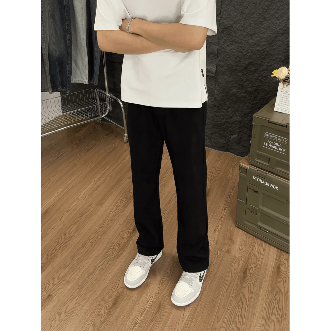 

Fall Faion High Waist Men's Bell Bot Pants Drapey Knife Slimming Casual Trousers Youthful Sle Straight Leg Pants