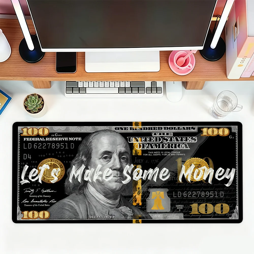 Money Pattern Mouse Pad For Office Gaming And Keyboards Non-Slip Large Waterproof