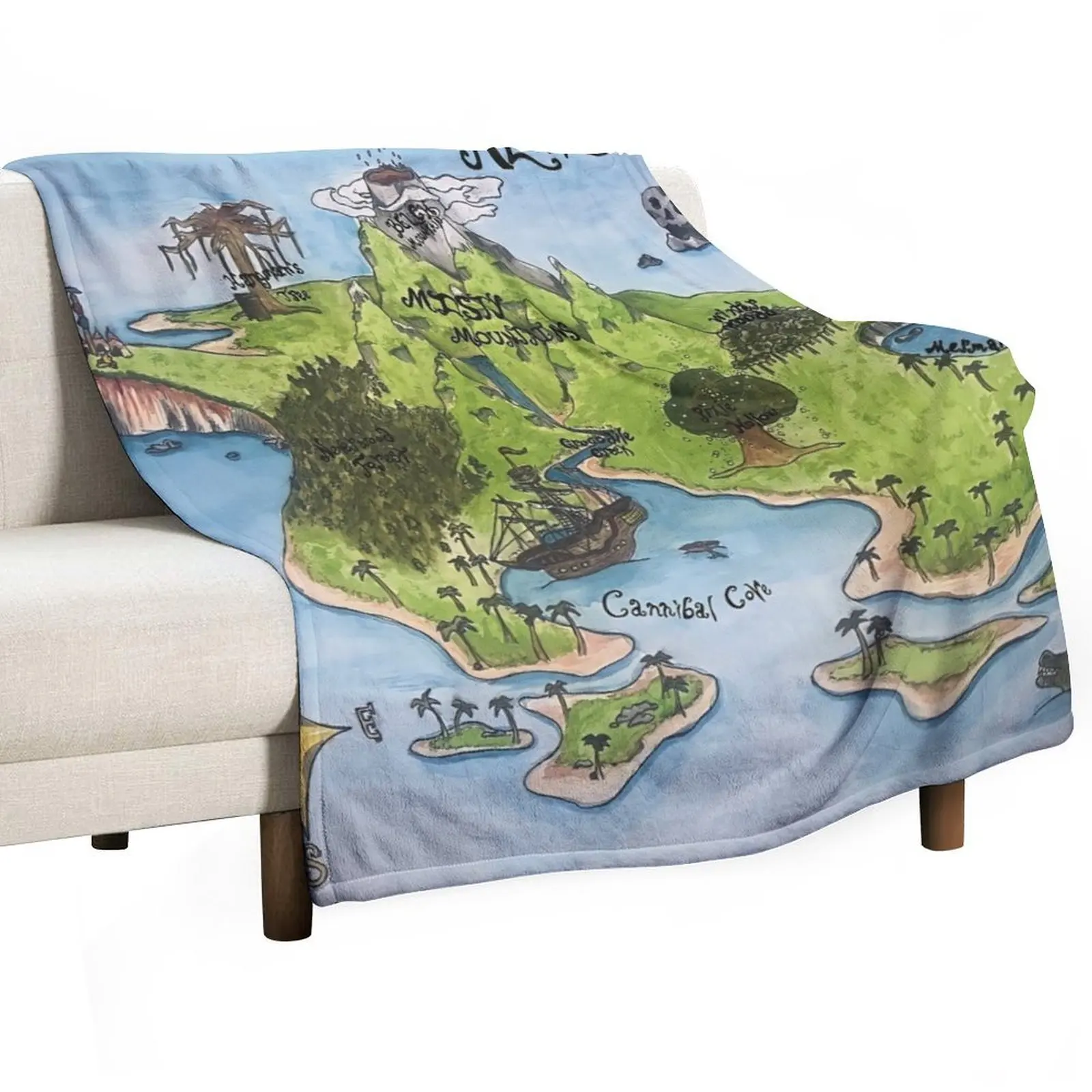 Neverland Map Throw Blanket sofa bed Decorative Sofas Kid'S Hairys Moving Multi-Purpose Blankets