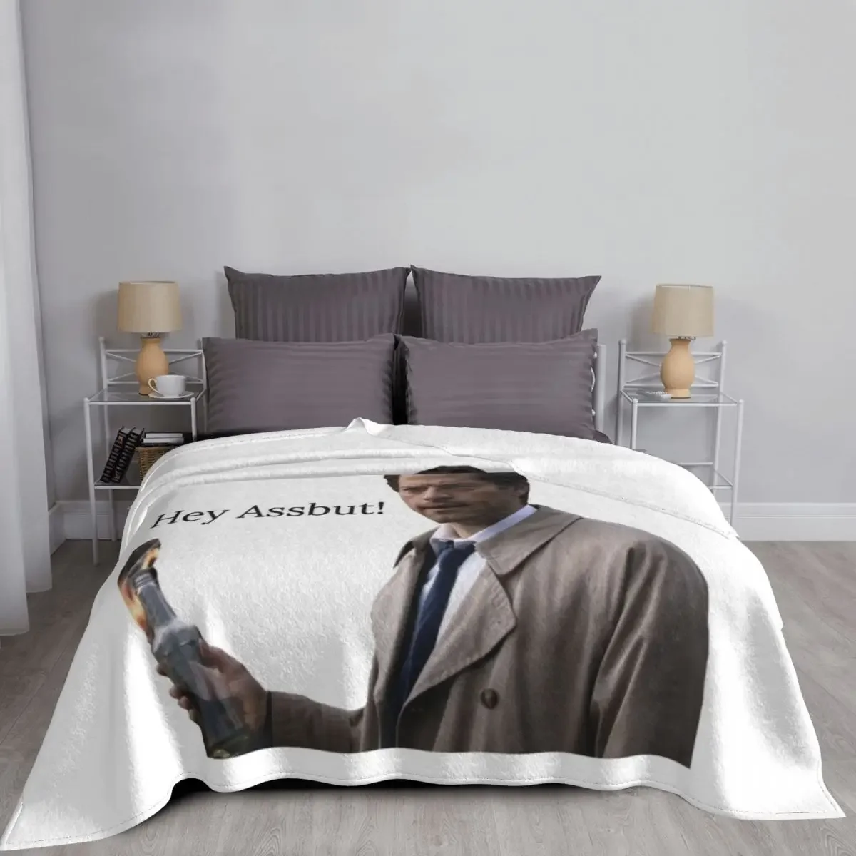 Castiel hey assbut! Throw Blanket Soft Plaid manga Blankets Sofas Of Decoration anime Blankets