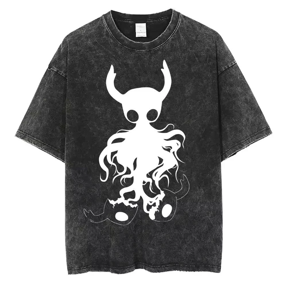 Summer Fit Hollow Knight‌ Game-related Washable and Aged Short-sleeved T-shirts Loose Retro and Trendy Brand Half-sleeved