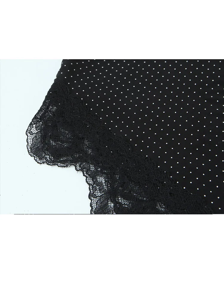 

HH Women's Fashion Polka Dot Slim Asymmetrical Hem Spaghetti Strap Top Female Straight Collar Sexy Backless Lace Sleeveless Top