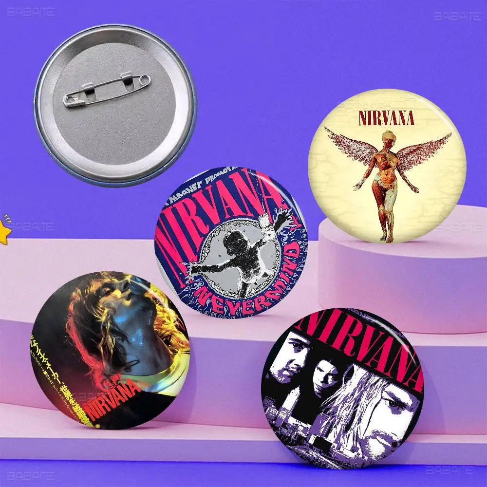 A-N-Nirvana-Rock Band Tinplate Soft Button Pin Brooch Metal Badge Custom Jewelry Accessories Hat Bag Lapel