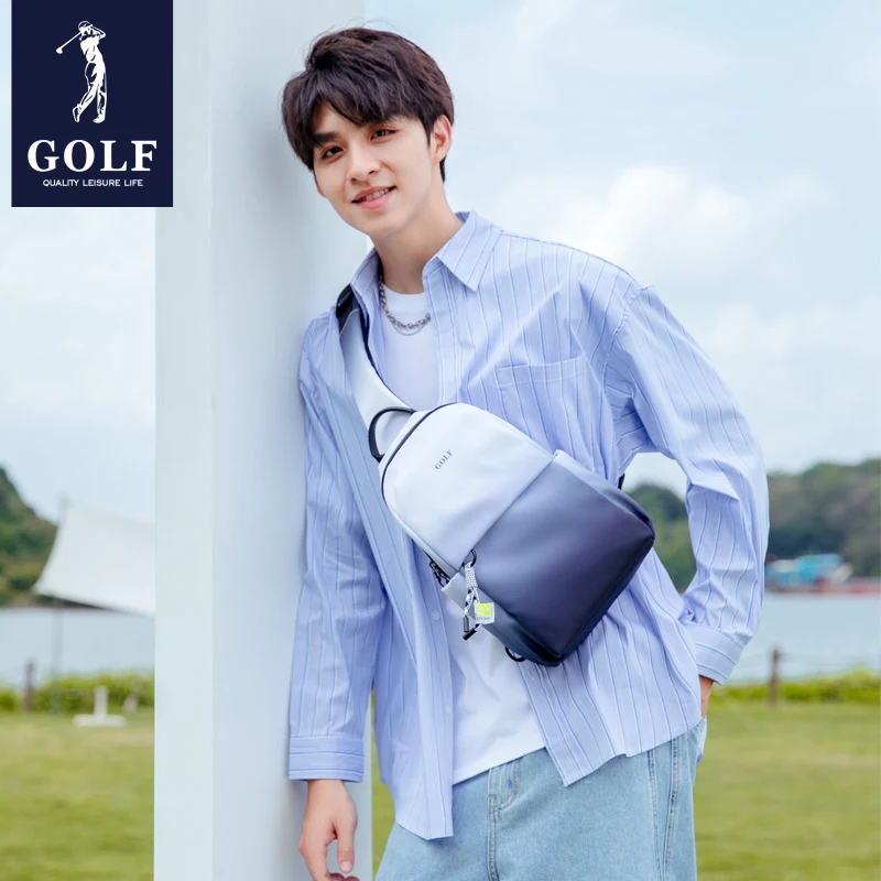 Golf Men\'s Chest Bag Gradient Small Backpack Fashion Phone Bag Casual Oxford Cloth Crossbody Bag Men\'s