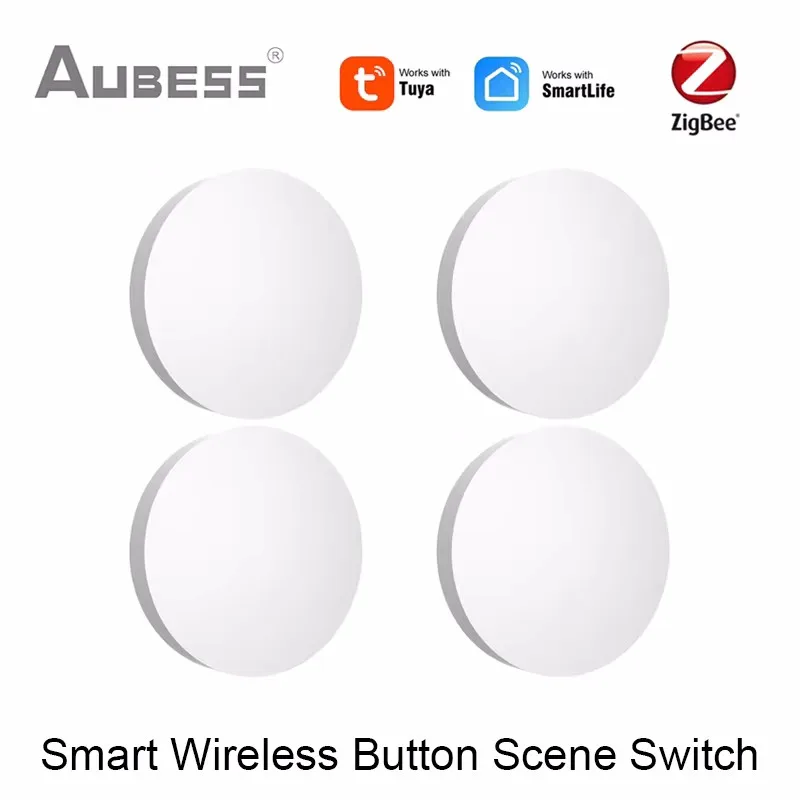 Tuya Zigbee Smart Push Button Wireless Switch Include Battery Remote Control Automation Scenario Switch Work With Zigbee Gateway