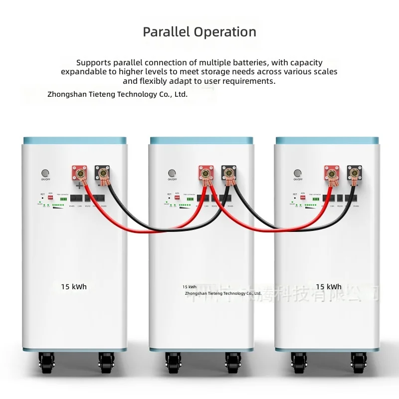 Zonne-energiesysteem energieopslag batterijpakket roltype 15 kWh huishoudelijke energieopslag grote capaciteit 51.2V300AH