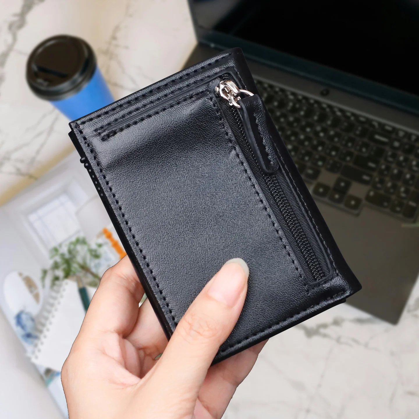 Rfid Microfiber Leather Men Wallets Fashion Card Holder Trifold Wallet Money Bags Smart Slim Thin Coin Pocket Wallet Purse