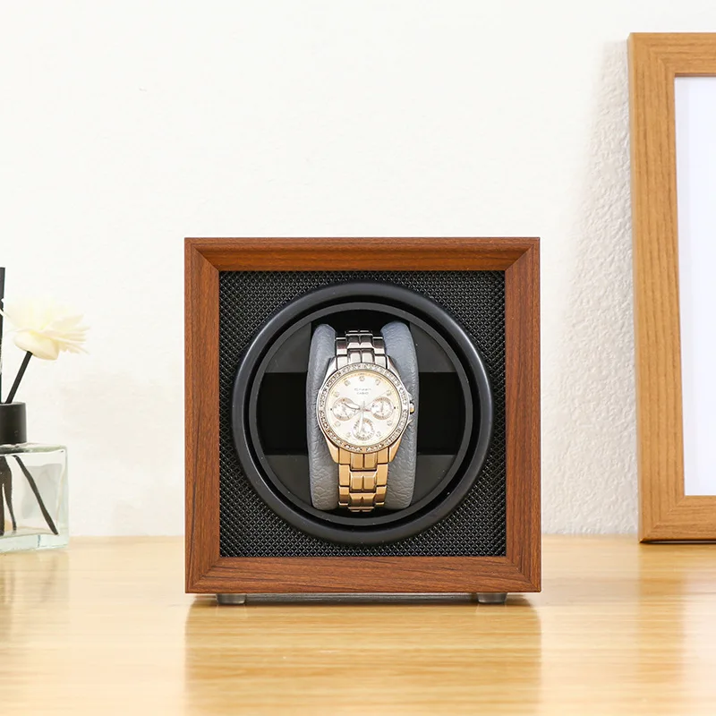 Black Walnut Household Vertical Watch Winder Single Watches Organizer Box Mechanical Watch Automatic Winding Device Accessories