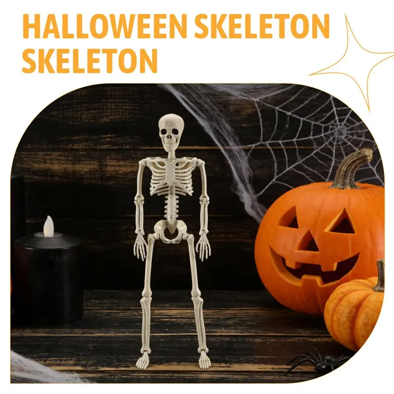Halloween Skeleton Decoration, Posable Full Body Skeleton With Movable Joints, Spooky Prop For Yard, Garden, Lawn, Patio