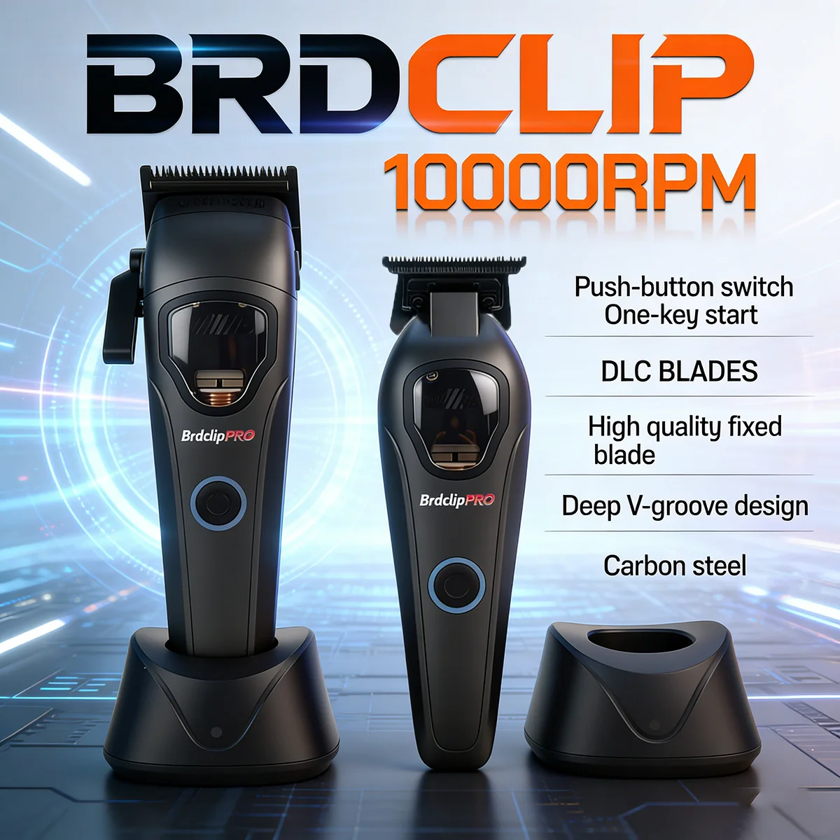 

Профессиональная машинка для стрижки волос BRDCLIP 10000 об/мин с магнитным мотором, мощная машинка для стрижки с DLC-лезвием, триммер для мужчин