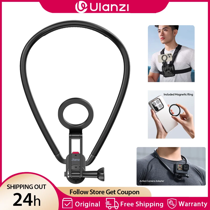 

Ulanzi MG14 Магнитное крепление для телефона Magsafe на шею для телефонов Iphone 16 15 Android для Gopro Insta 360 DJI Аксессуары для экшн-камер