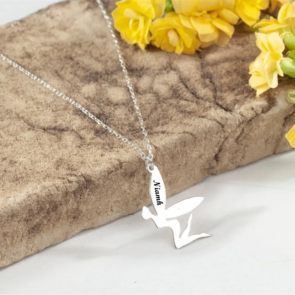 

Ожерелье с гравировкой имени на заказ, персонализированный кулон с ангелом удачи, подарок на день рождения внучки для детей