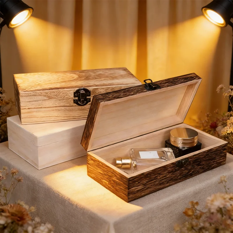 Elegant Retro Jewelry Storage Box Vintage Wooden Organizer with Lock for Desk, Decorative Case for Necklace, Bracelet Collection