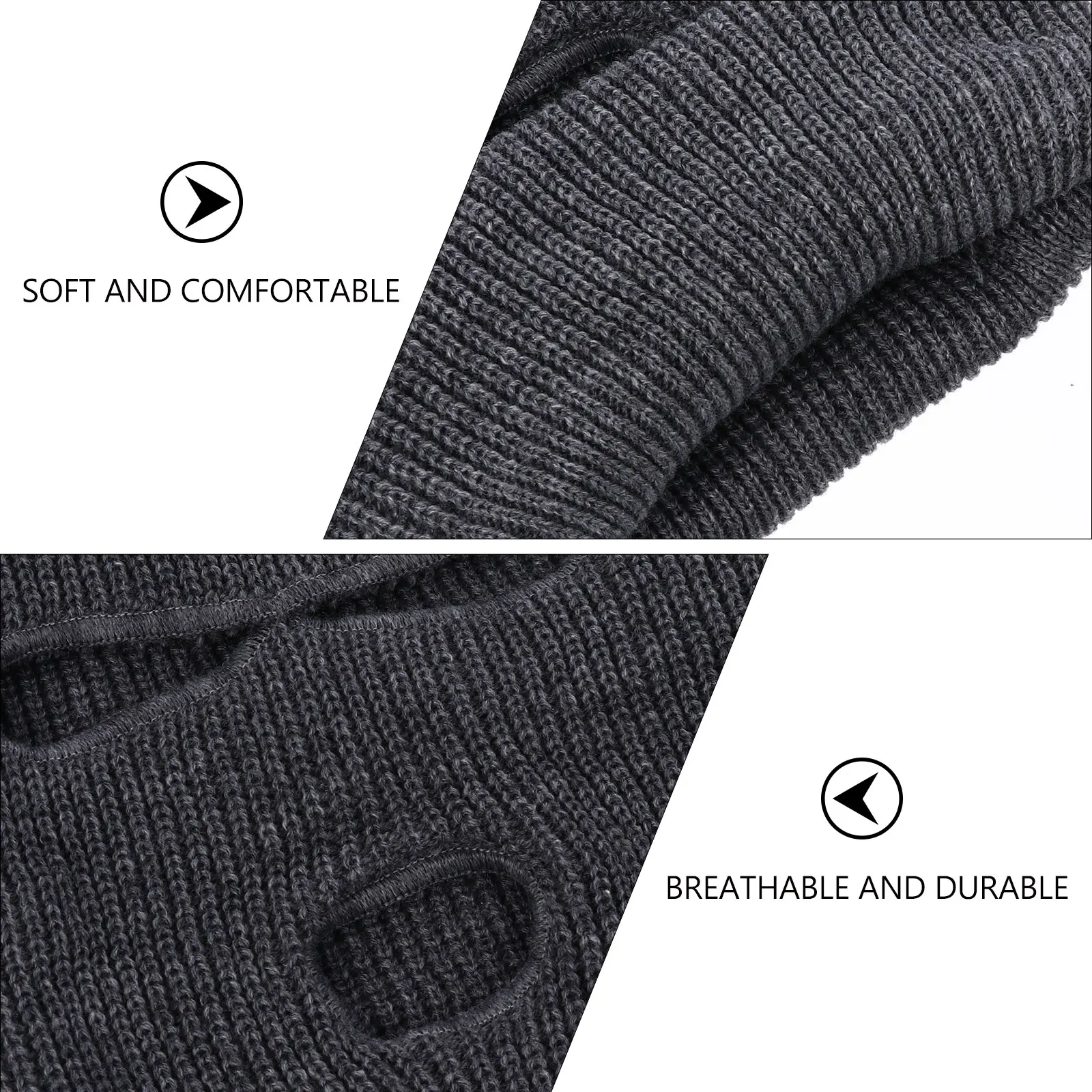 

2 Pieces Warm Woolen Knitted Hats 3 holes Face Cover for Outdoor Winter Balaclava Cycling Grey Child Size Neck Cover