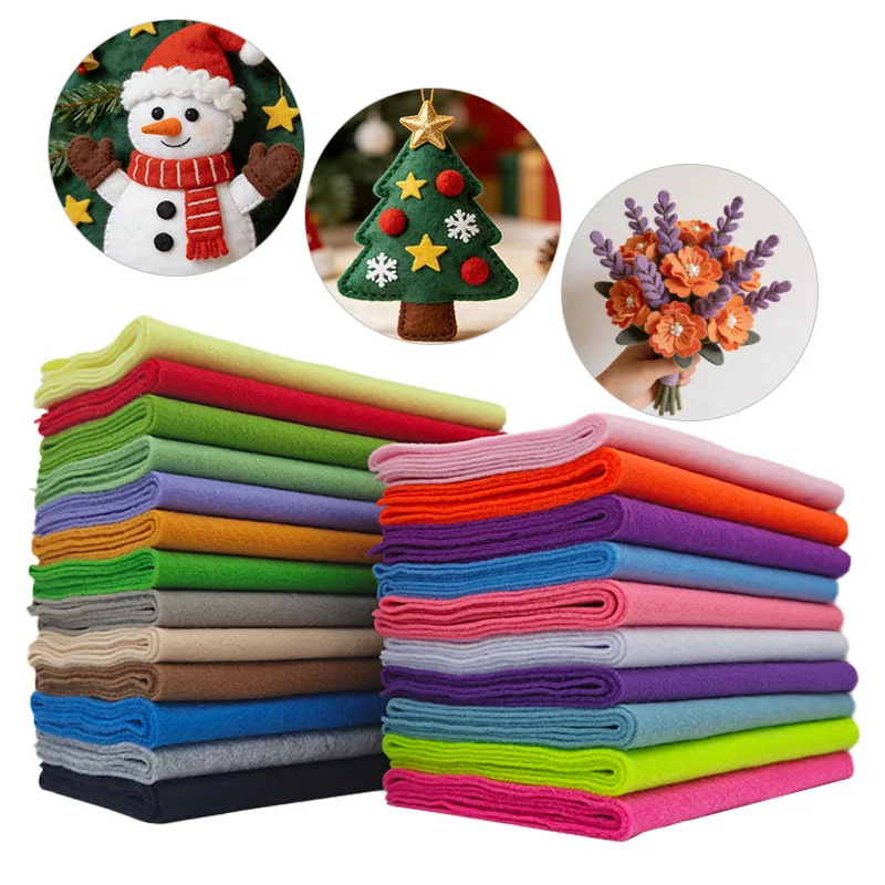 

91*20 cm soft felt fabric sheet, a 10-color felt set, suitable for DIY sewing of square items and Christmas decoration.