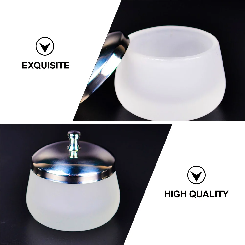 2 個フロストガラスマニキュアリムーバーカップクリスタルラウンドポータブル耐久性のあるマニキュアクリーニング用品クリスタルガラスカップ