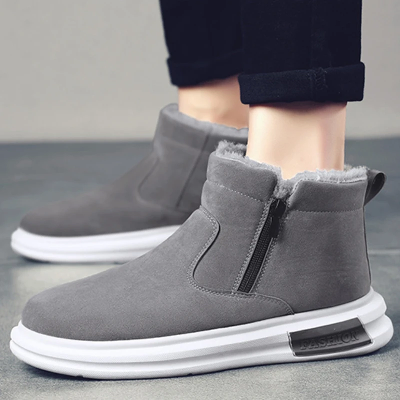 Men Taupe Chelsea Boots Handmade Slip On Business Cowboy Boots Suede Leather High Ankle Wear Resistant Casual Shoes Male Winter