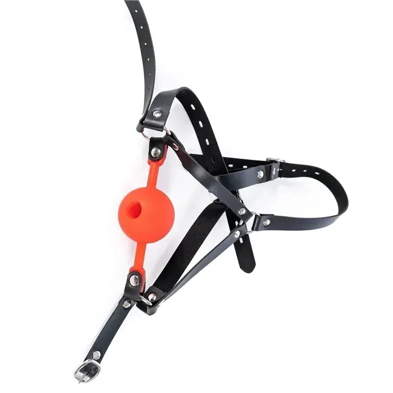 Oral Fixation Stuffed Sex Toys For Women Silicone Safety Mouth Gag Ball Leather Strap Bdsm Bondage Adults Games Mouth