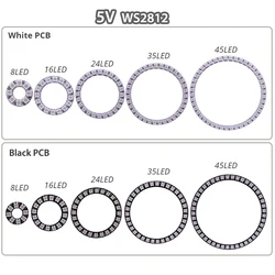 Led Ring WS2812B RGB SMD5050 Pixel Address Individually 8/16/24/35/45 Modules WS2812 IC Full Color Circle Led Light Room DC5V