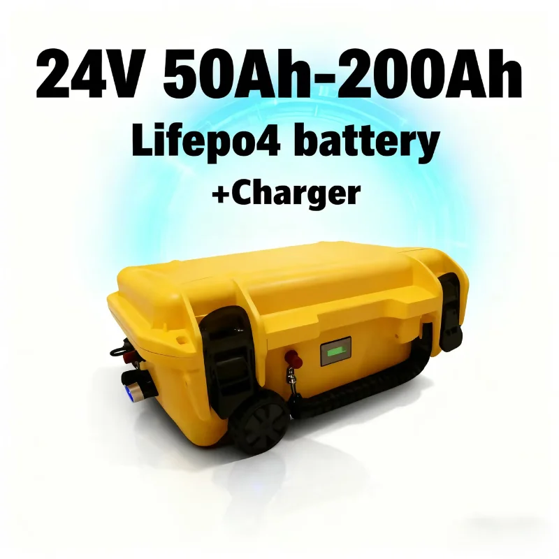 Ultra-Durable IP67 Waterproof 24V LiFePO4 Battery (50Ah-250Ah) | Protective BMS + 10A Fast Charger – Reliable Power for Creek F