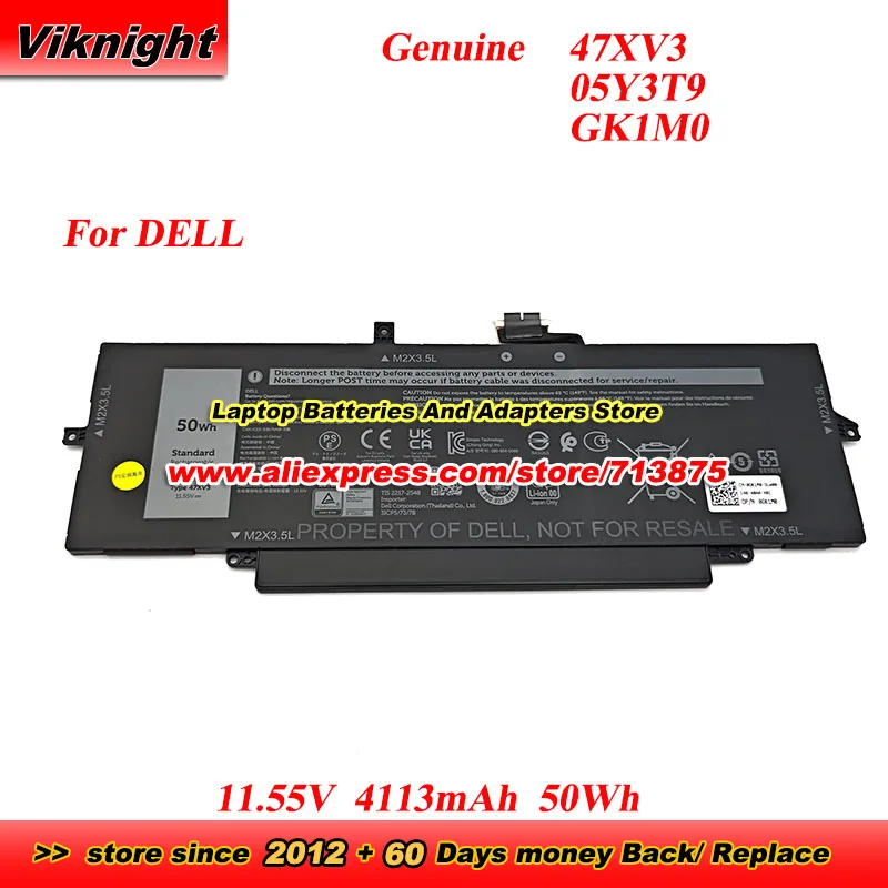 

Оригинальный аккумулятор 47XV3 05Y3T9 GK1M0 для DELL 9330 2-в-1 4JG2Y 6W5R4 V2KRT, аккумулятор для ноутбука 11,55 В 4113 мАч, 50 Втч