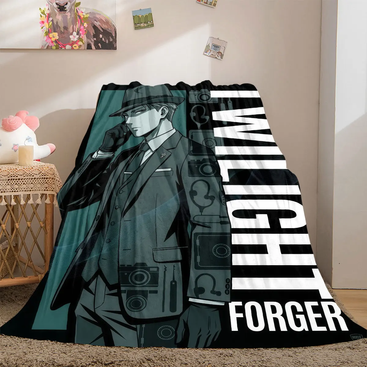 SpyxFamily Dynamic 2D Print Flannel Blanket, Anime Design for Home Decor, Warm Bedding Travel Picnic Mat_LIAN