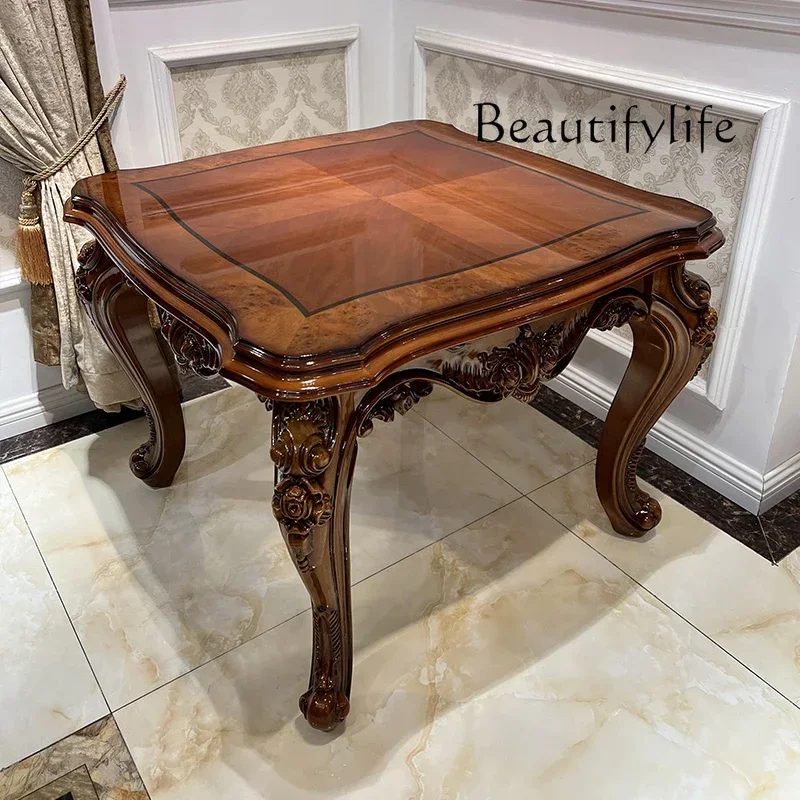 JJ European solid wood corner few retro carved piano paint living room set American side few square few