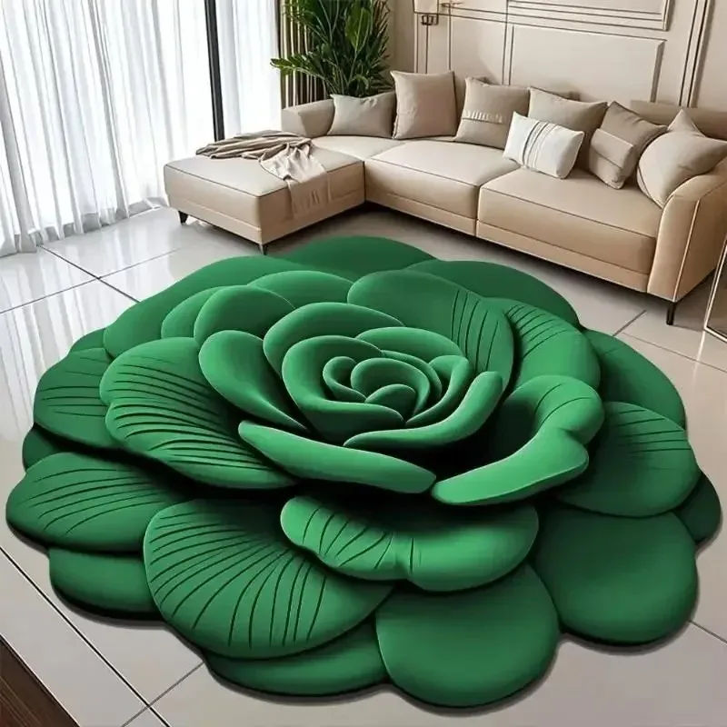 VIKAMA Flower Shaped Rug Non-slip Ins Washable for Living Room Bedroom Decor