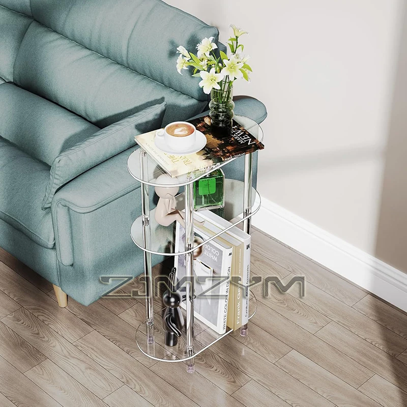 New Acrylic Small End Table for Drinks Compact Bedside Table Side Table for Sofa Living Room Bedroom Kitchen Shelf