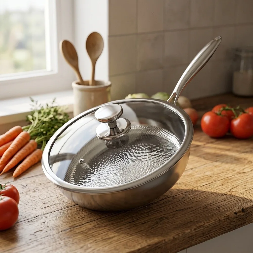 Induction Ready Pan Hammered Frying Pan For Home Kitchen Enhanced Durability Heat Conduction Long-lasting Alloy