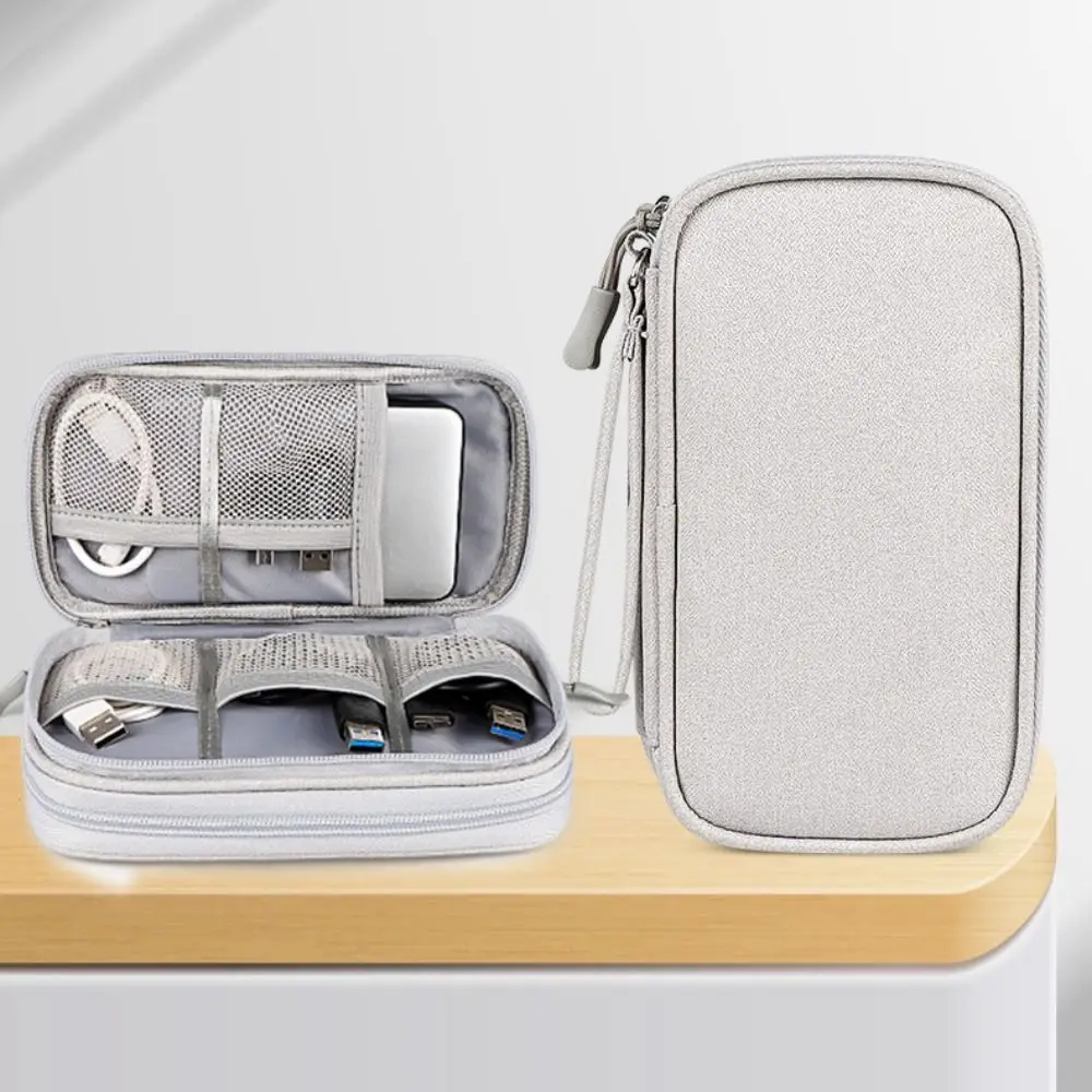 Travel Double Layer Digital Storage Pouch Portable Waterproof Data Cable Storage Bag Charging Bank Headphone Hard Disk Organizer