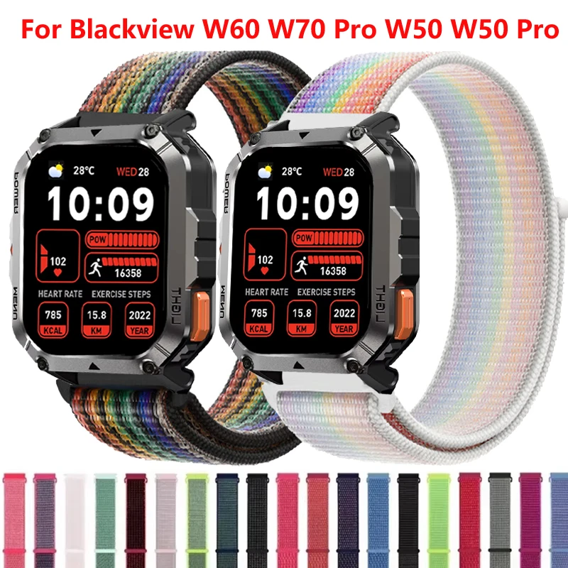 20mm 22mm Nylon Loop Strap For Blackview W60 W70 Pro Smartwatch Sport Bracelet Correa For Blackview W50 W50Pro/X20/R60 R30/X1Pro