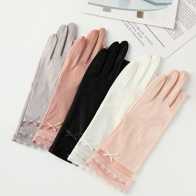 Sunscreen Gloves Female Summer Half Finger Driving Riding Mitten Breathable Two-fingerless Elastic Gloves