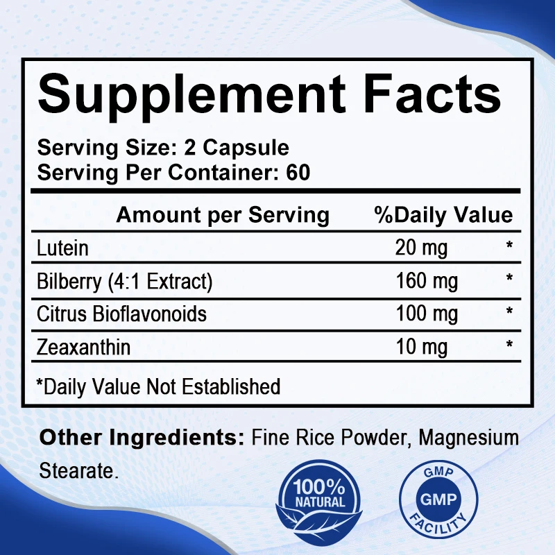 MUTSWEET 120 قطعة كبسولة معقدة فيتامين العين بالكامل مع اللوتين والبيليري وزياكسانتين تدعم صحة العين وبصري #3