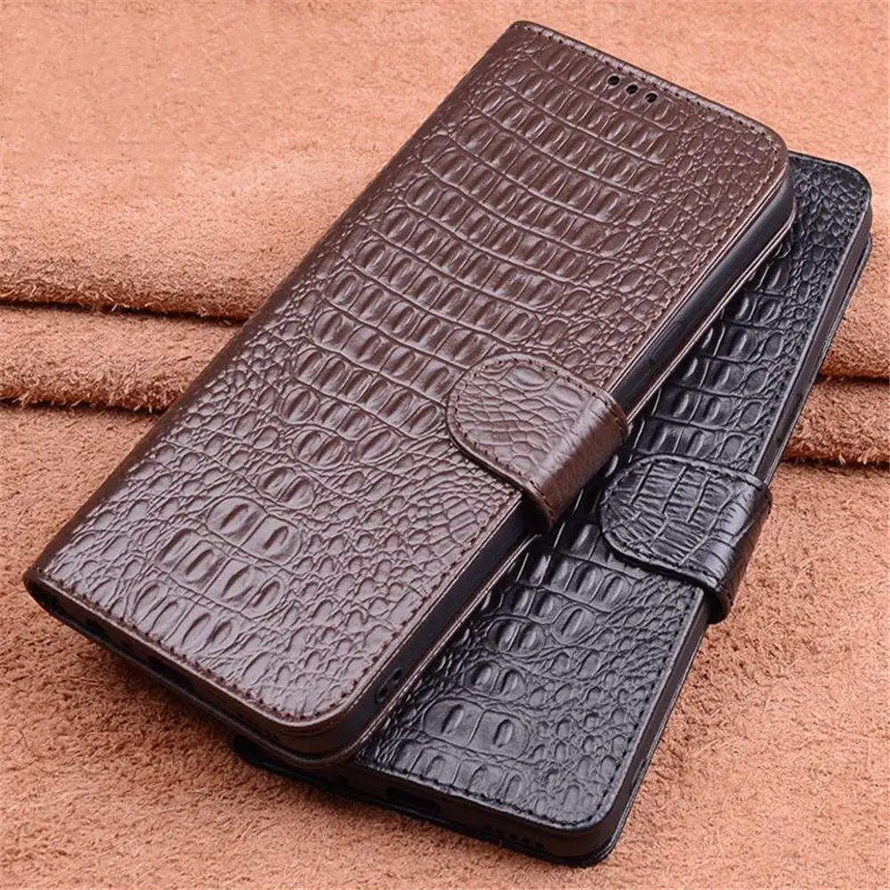 Genuine Cowhide Leather Crocodile Flip Case for iPhone 14 Pro Max 14Pro 14 Retro Business Cover Cover