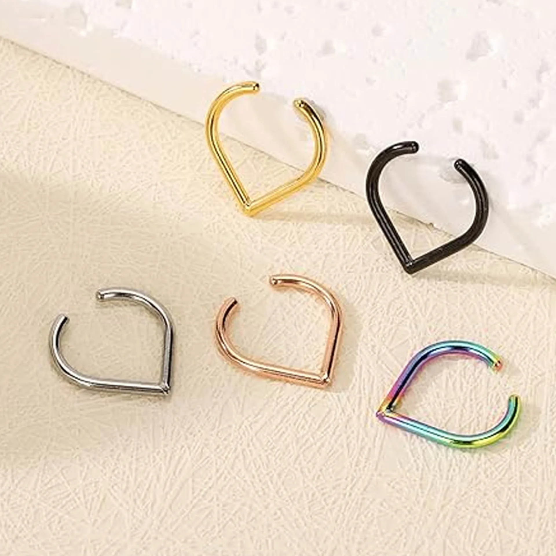 5Pcs Stainless Steel Fake Nose - Body Jewelry And Earrings ulasan dan harga