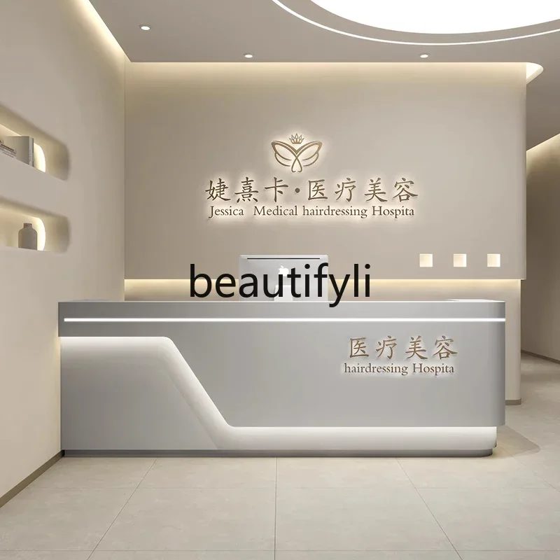 CC Simple Modern Beauty Salon Cashier Counter Service Bar Company Front Desk Reception Desk