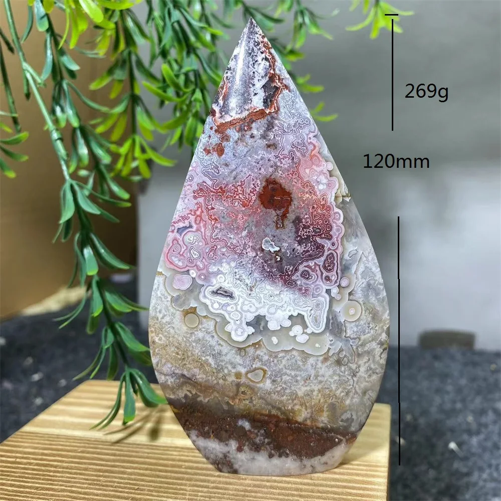 Crystal Natural Mexico Agate Point Free Form Flame Stone Quartz Reiki Sculpture Carving Shape Energy Gem Home Decorations
