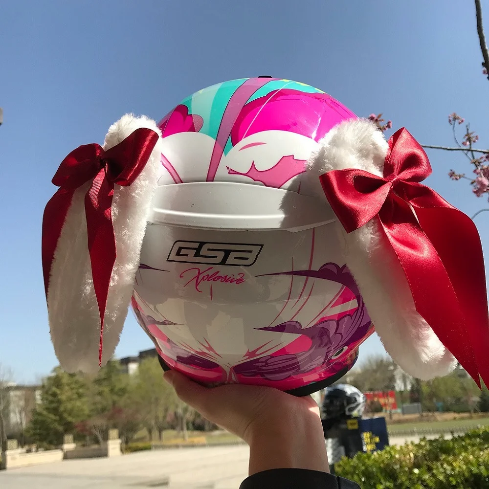 

Skiing Cat's ears (Steamed cat-ear shaped bread) helmet decoration motorcycle plush cute bow female riding creative accessories