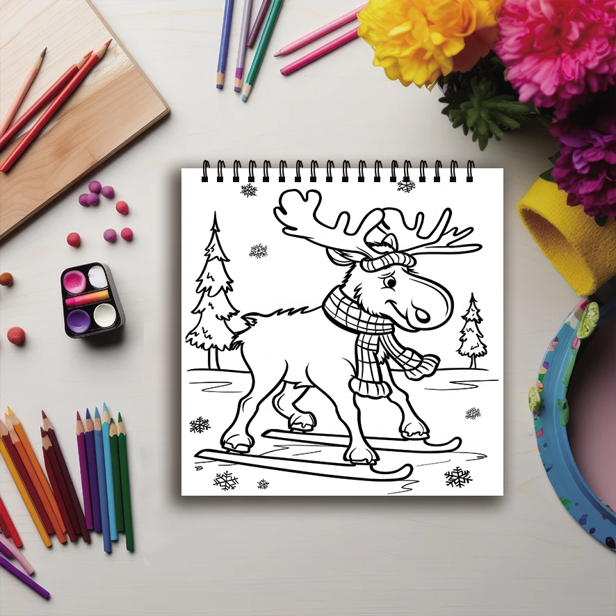 Libro da colorare Cold Winter - 8,27 x 8,27 pollici Libro da colorare da 32 pagine - Regalo ideale per la famiglia o gli amici