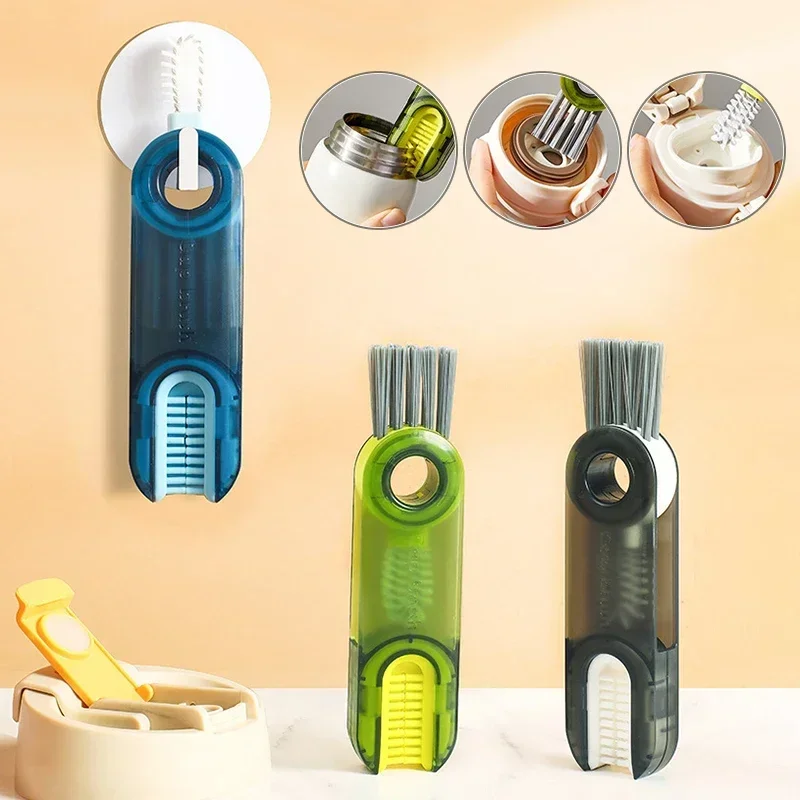 

3 in1 Cleaning Tool Cup Brush Micro Lid Brushes Useful Product Multifunction Nursing Water Bottle Cover Cleaning Brush Household